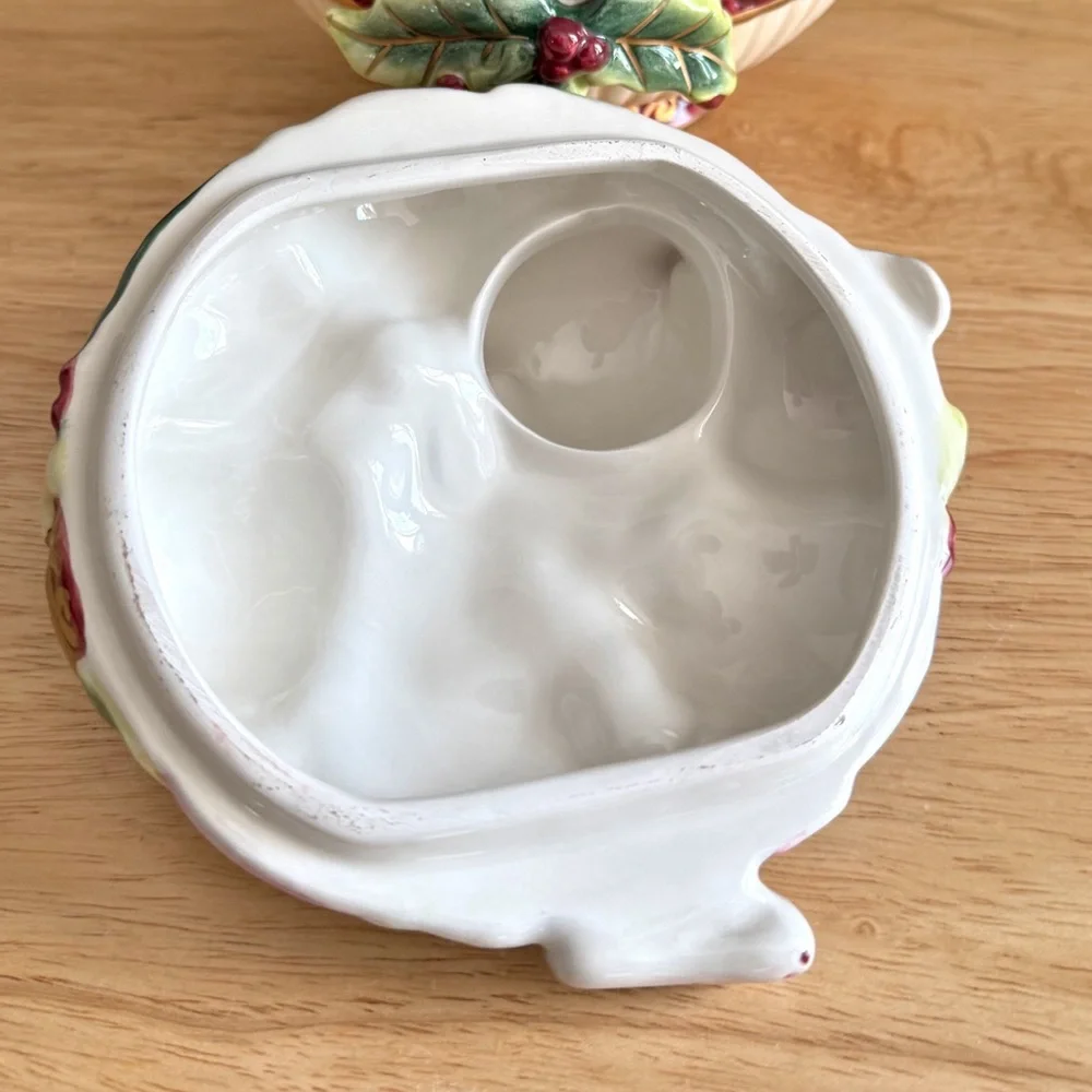 Fitz and Floyd Kristmas Kitty Lidded Box Candy Dish Trinket Jar Holiday Decor